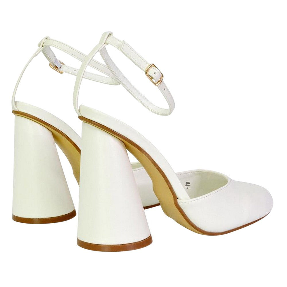 White - Back - XY London Womens-Ladies Ekin Cylinder High Heels