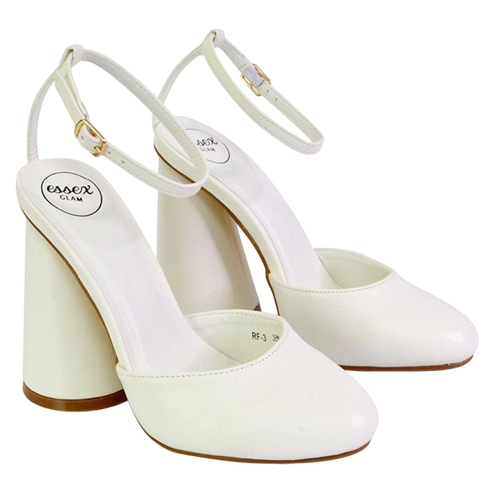 White - Pack Shot - XY London Womens-Ladies Ekin Cylinder High Heels