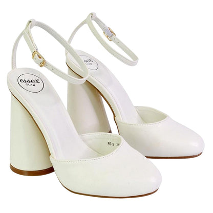 White - Pack Shot - XY London Womens-Ladies Ekin Cylinder High Heels