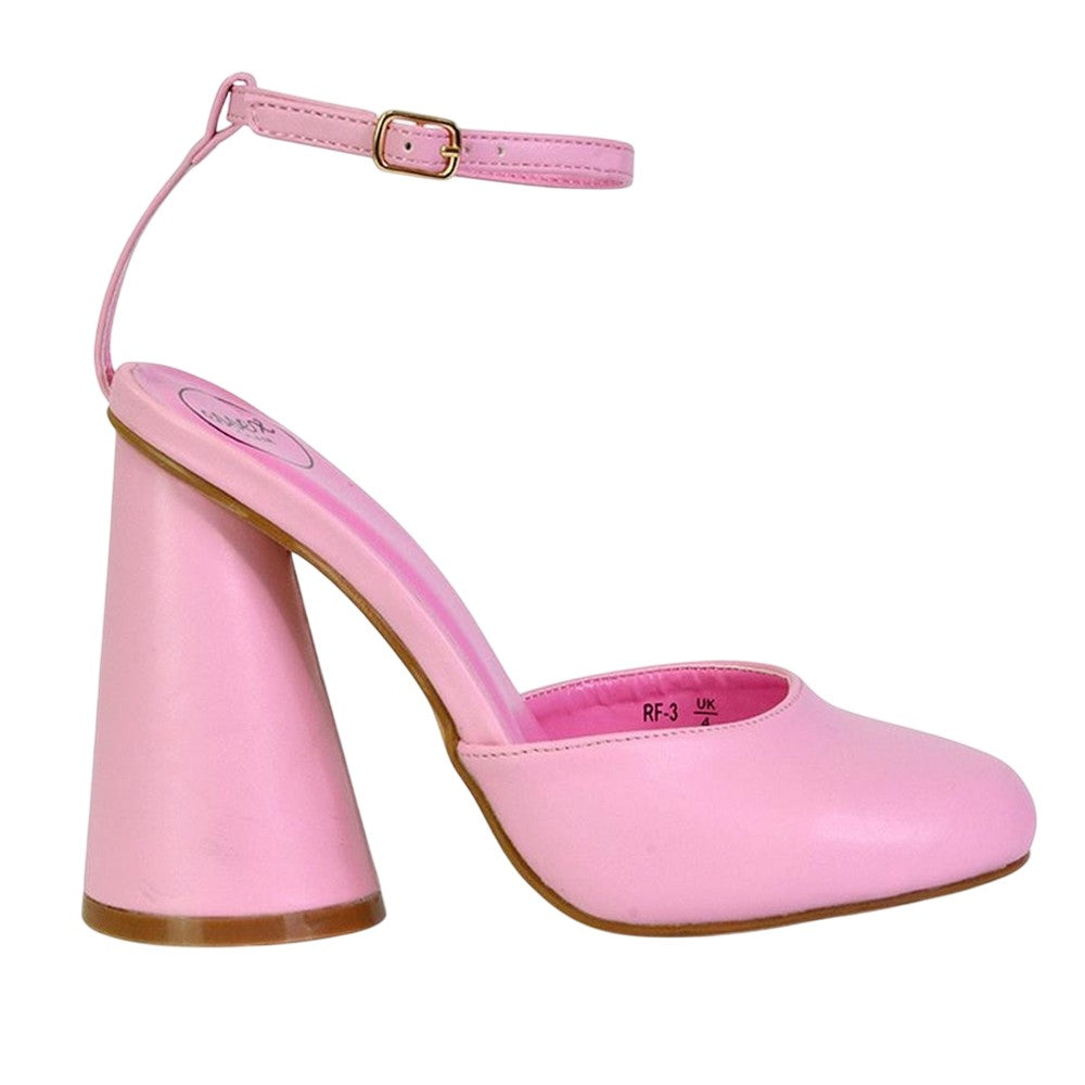 Pink - Side - XY London Womens-Ladies Ekin Cylinder High Heels