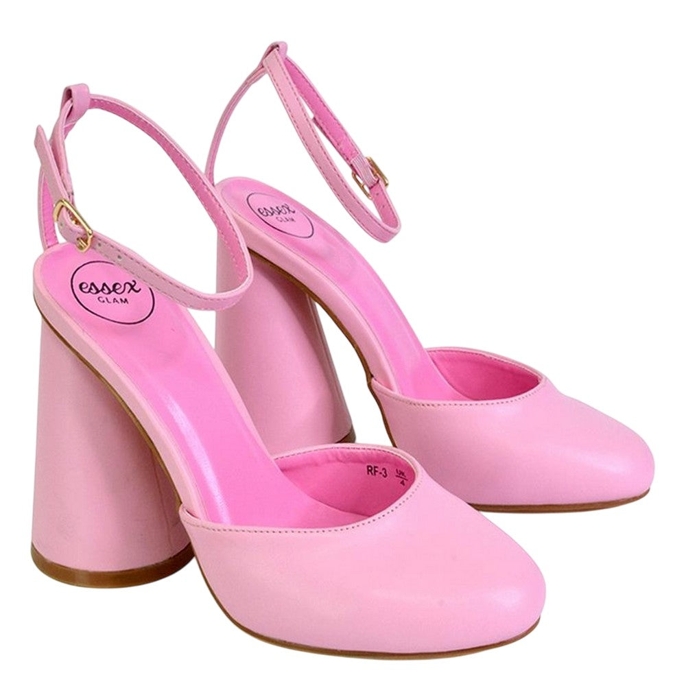 Pink - Front - XY London Womens-Ladies Ekin Cylinder High Heels