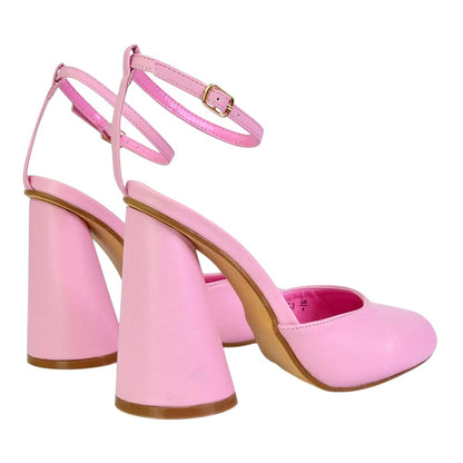 Pink - Back - XY London Womens-Ladies Ekin Cylinder High Heels