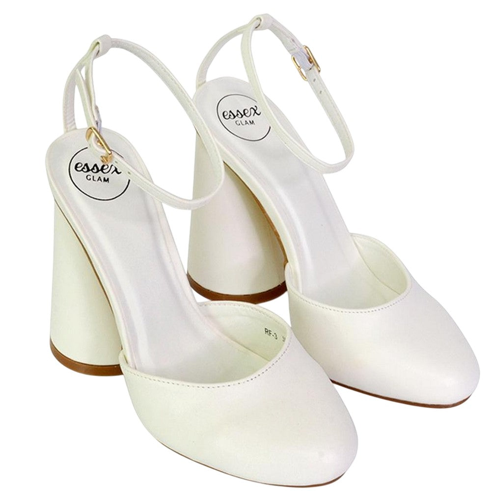 White - Front - XY London Womens-Ladies Ekin Cylinder High Heels