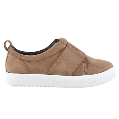 Taupe - Back - XY London Womens-Ladies Rebecca Faux Suede Chunky Sole Trainers