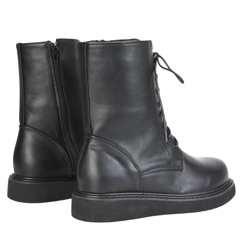 Black - Back - XY London Womens-Ladies Lizzo Chunky Sole Side Zip Flatform Ankle Boots