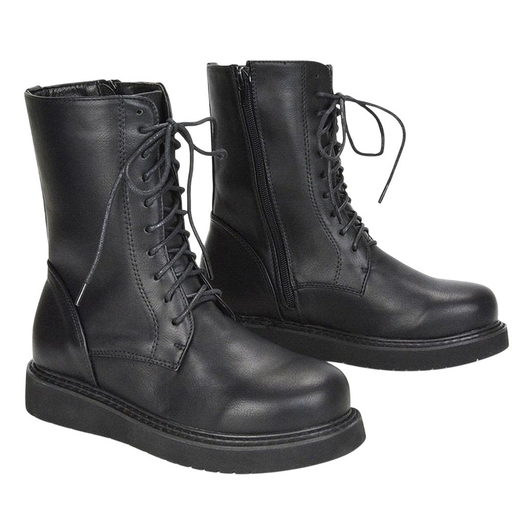 Black - Lifestyle - XY London Womens-Ladies Lizzo Chunky Sole Side Zip Flatform Ankle Boots