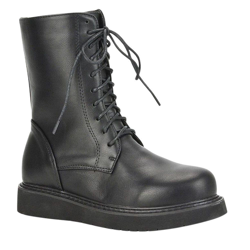 Black - Pack Shot - XY London Womens-Ladies Lizzo Chunky Sole Side Zip Flatform Ankle Boots