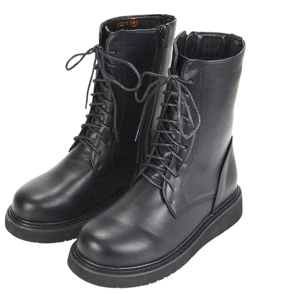 Black - Front - XY London Womens-Ladies Lizzo Chunky Sole Side Zip Flatform Ankle Boots