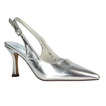 Metallic Silver - Lifestyle - XY London Womens-Ladies Valerie Metallic High Stiletto Heel Court Shoes
