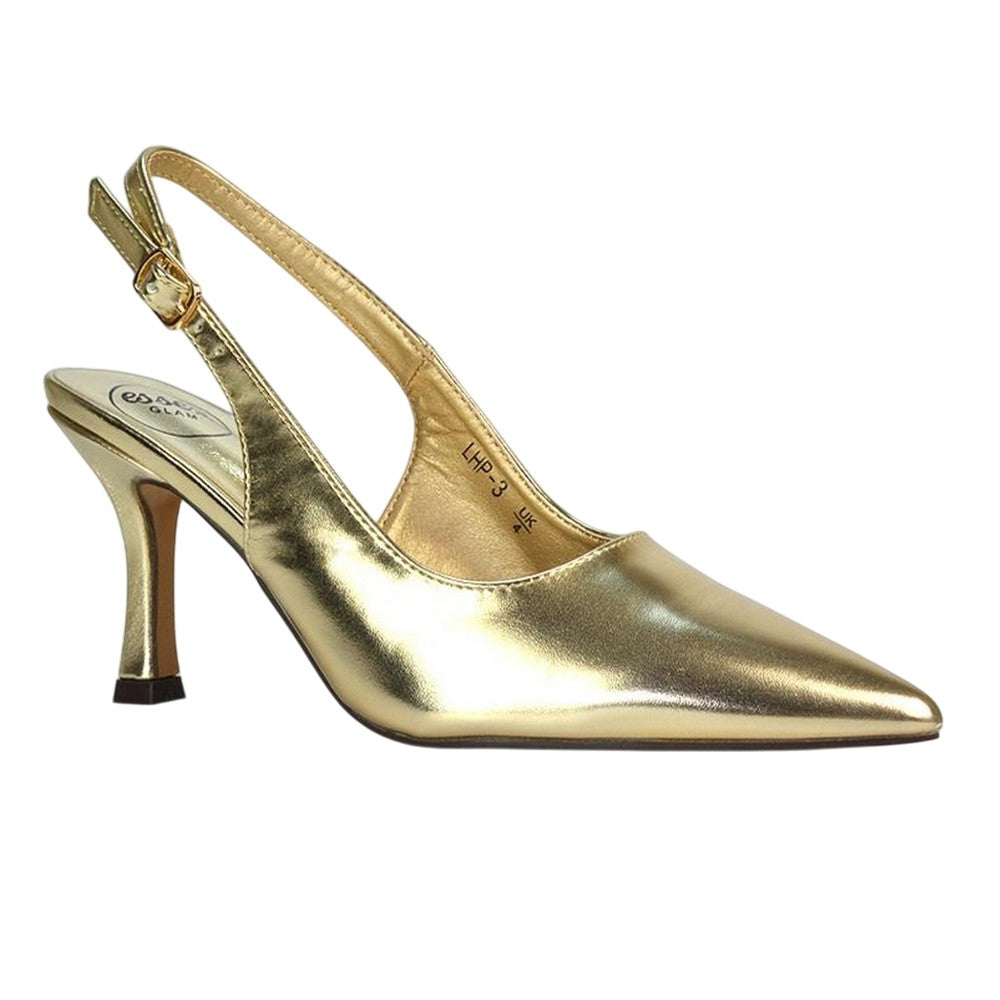 Metallic Gold - Lifestyle - XY London Womens-Ladies Valerie Metallic High Stiletto Heel Court Shoes