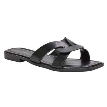 Black - Side - XY London Womens-Ladies Charley Open Toe Sliders