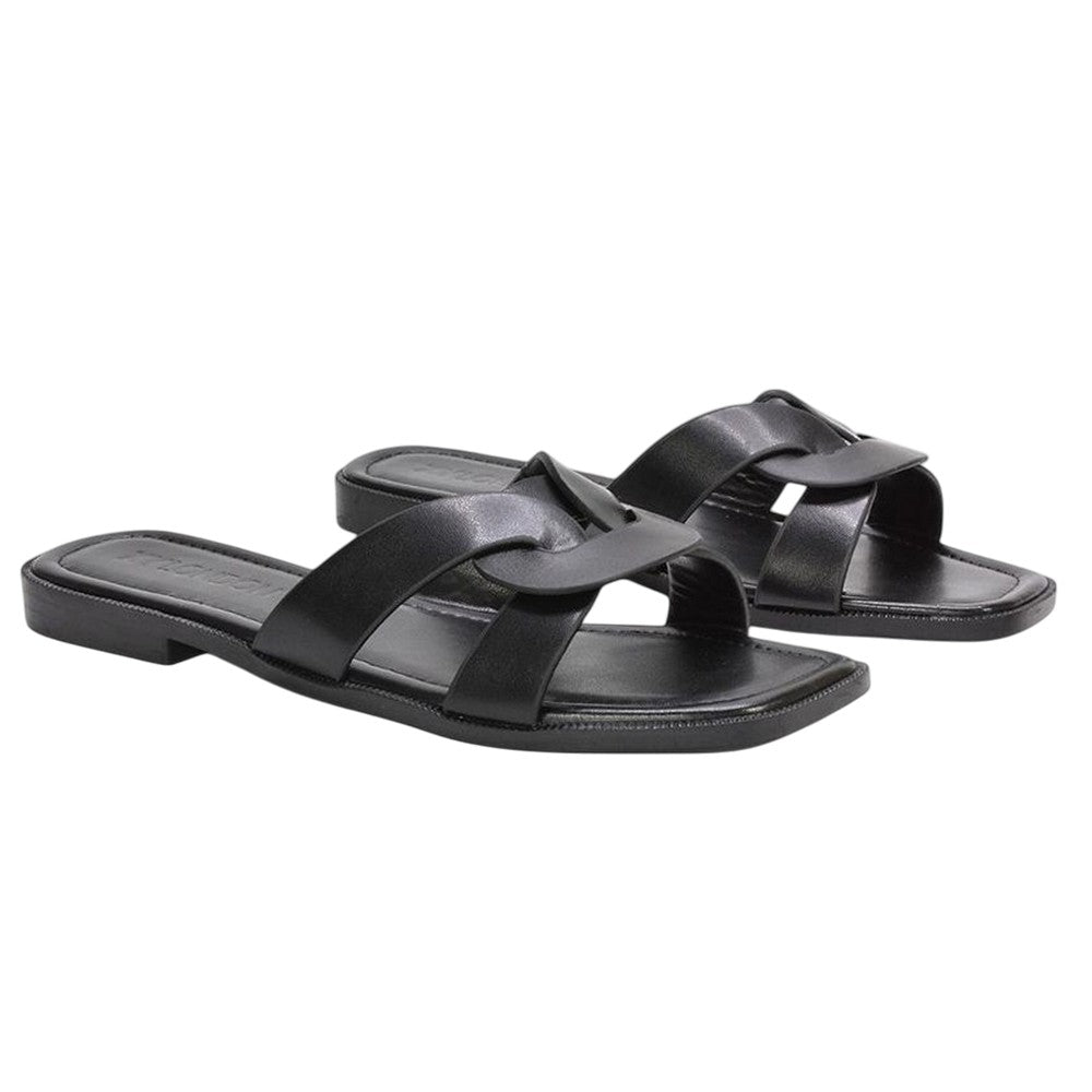 Black - Lifestyle - XY London Womens-Ladies Charley Open Toe Sliders