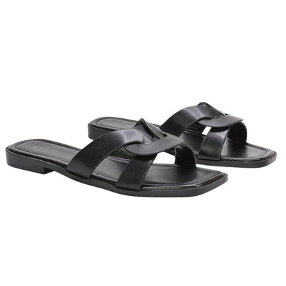 Black - Lifestyle - XY London Womens-Ladies Charley Open Toe Sliders