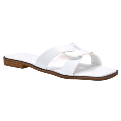 White - Side - XY London Womens-Ladies Charley Open Toe Sliders