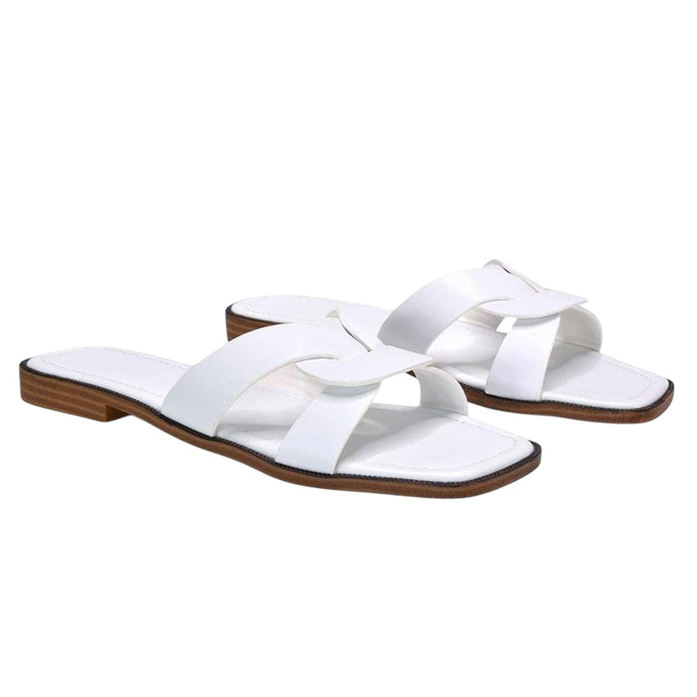 White - Lifestyle - XY London Womens-Ladies Charley Open Toe Sliders
