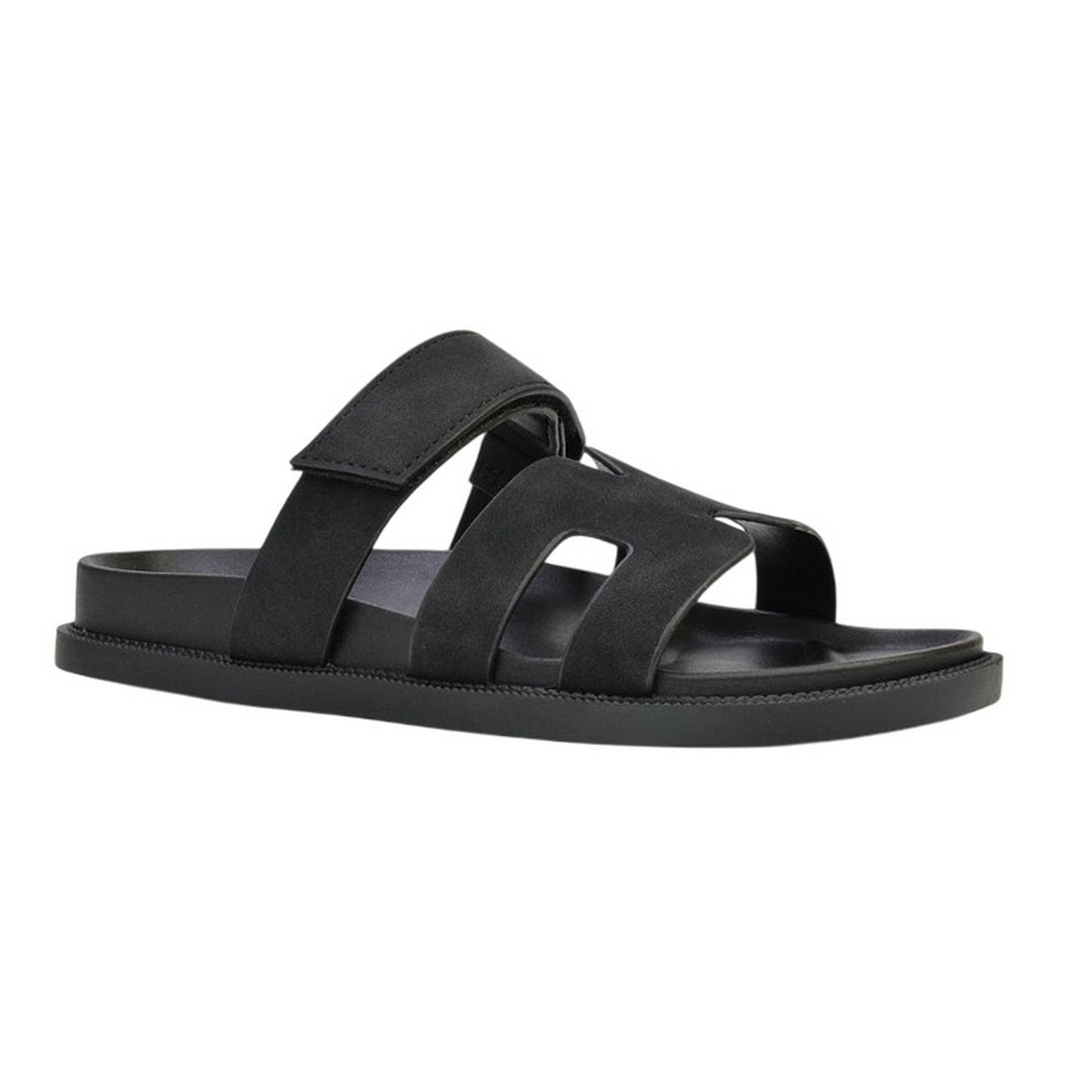 Black - Front - XY London Womens-Ladies Lydia Adjustable Strap Flat Sandals