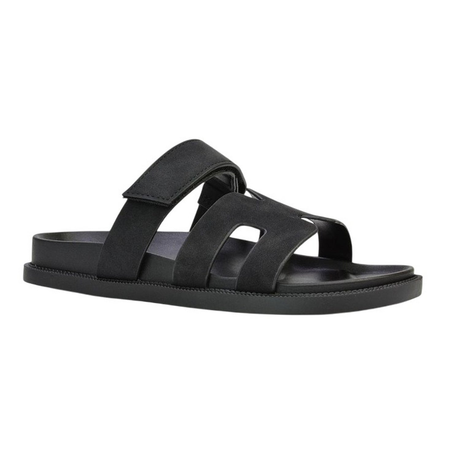 Black - Front - XY London Womens-Ladies Lydia Adjustable Strap Flat Sandals