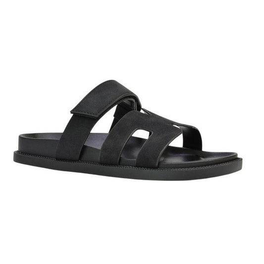 Black - Front - XY London Womens-Ladies Lydia Adjustable Strap Flat Sandals