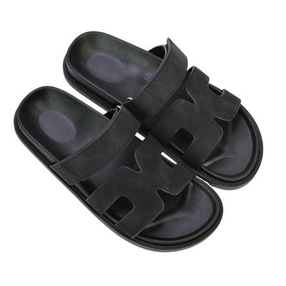 Black - Lifestyle - XY London Womens-Ladies Lydia Adjustable Strap Flat Sandals