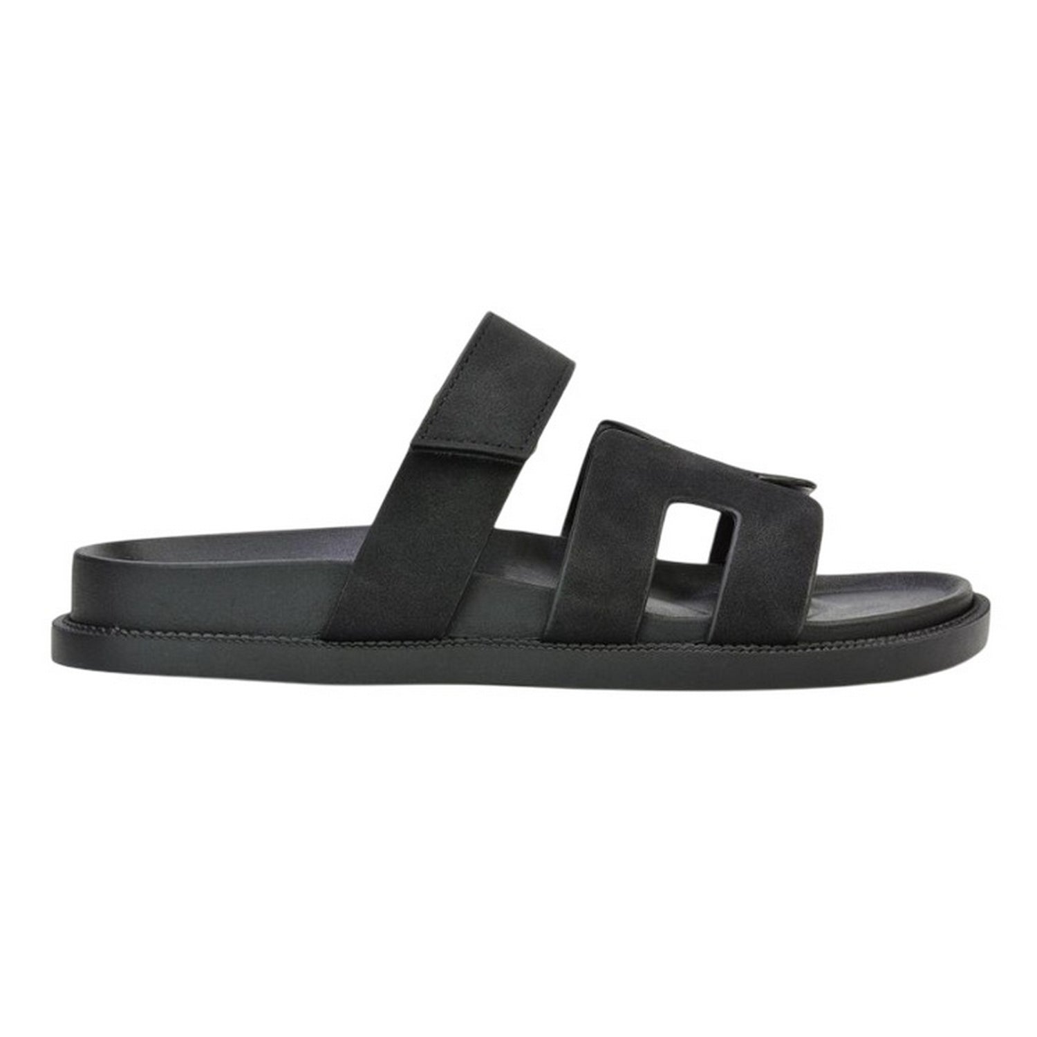 Black - Back - XY London Womens-Ladies Lydia Adjustable Strap Flat Sandals