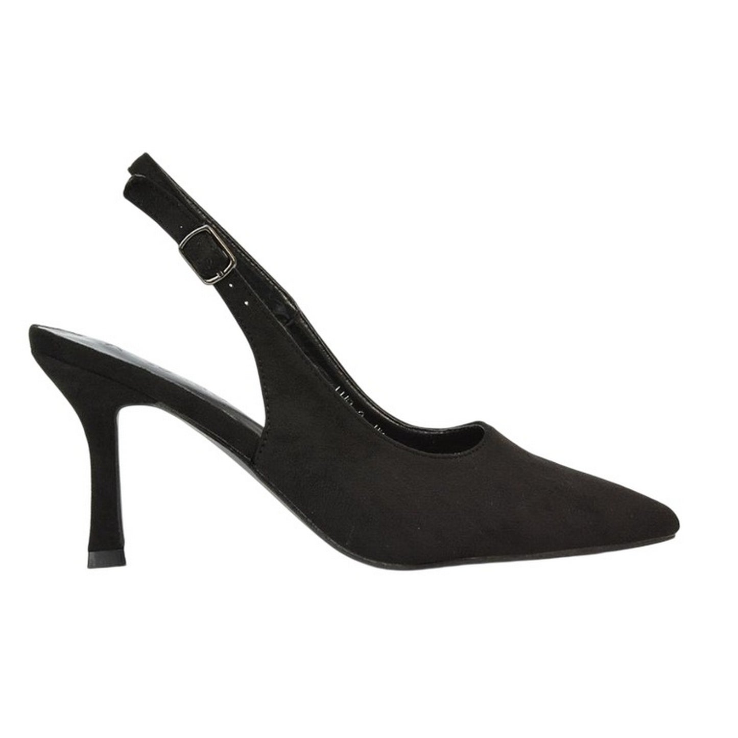 Black - Side - XY London Womens-Ladies Valerie Sling Back High Stiletto Heel Court Shoes