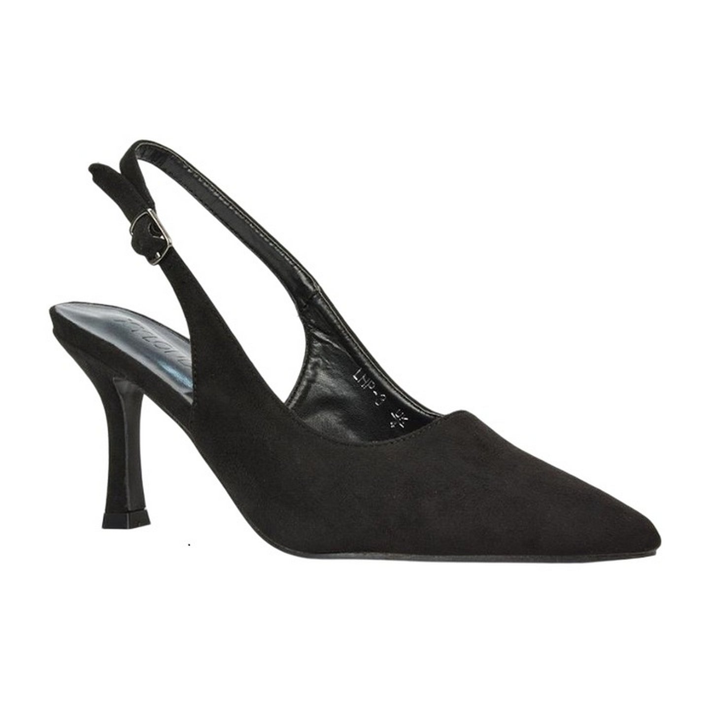 Black - Front - XY London Womens-Ladies Valerie Sling Back High Stiletto Heel Court Shoes