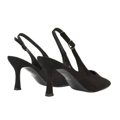 Black - Back - XY London Womens-Ladies Valerie Sling Back High Stiletto Heel Court Shoes
