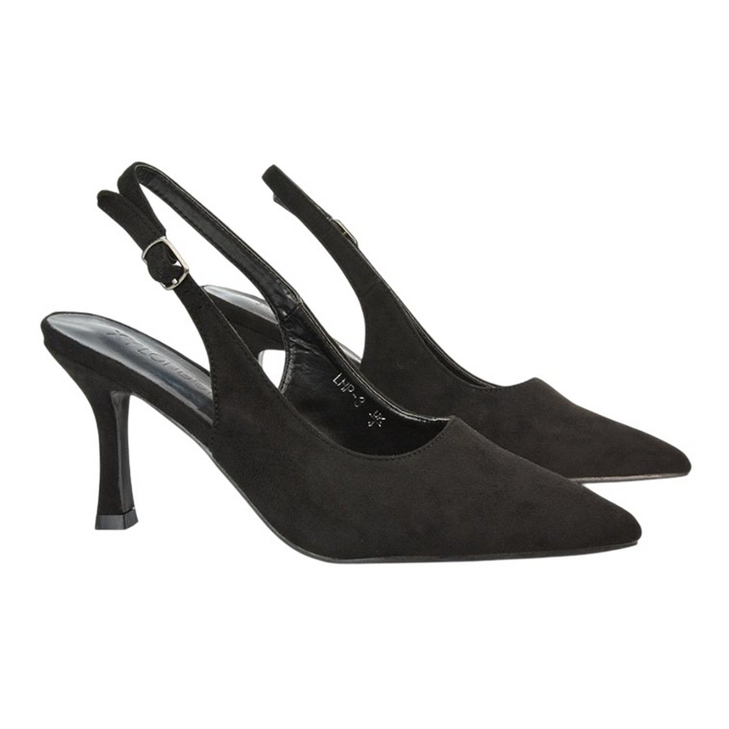 Black - Pack Shot - XY London Womens-Ladies Valerie Sling Back High Stiletto Heel Court Shoes