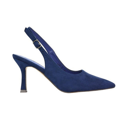 Navy - Front - XY London Womens-Ladies Valerie Sling Back High Stiletto Heel Court Shoes