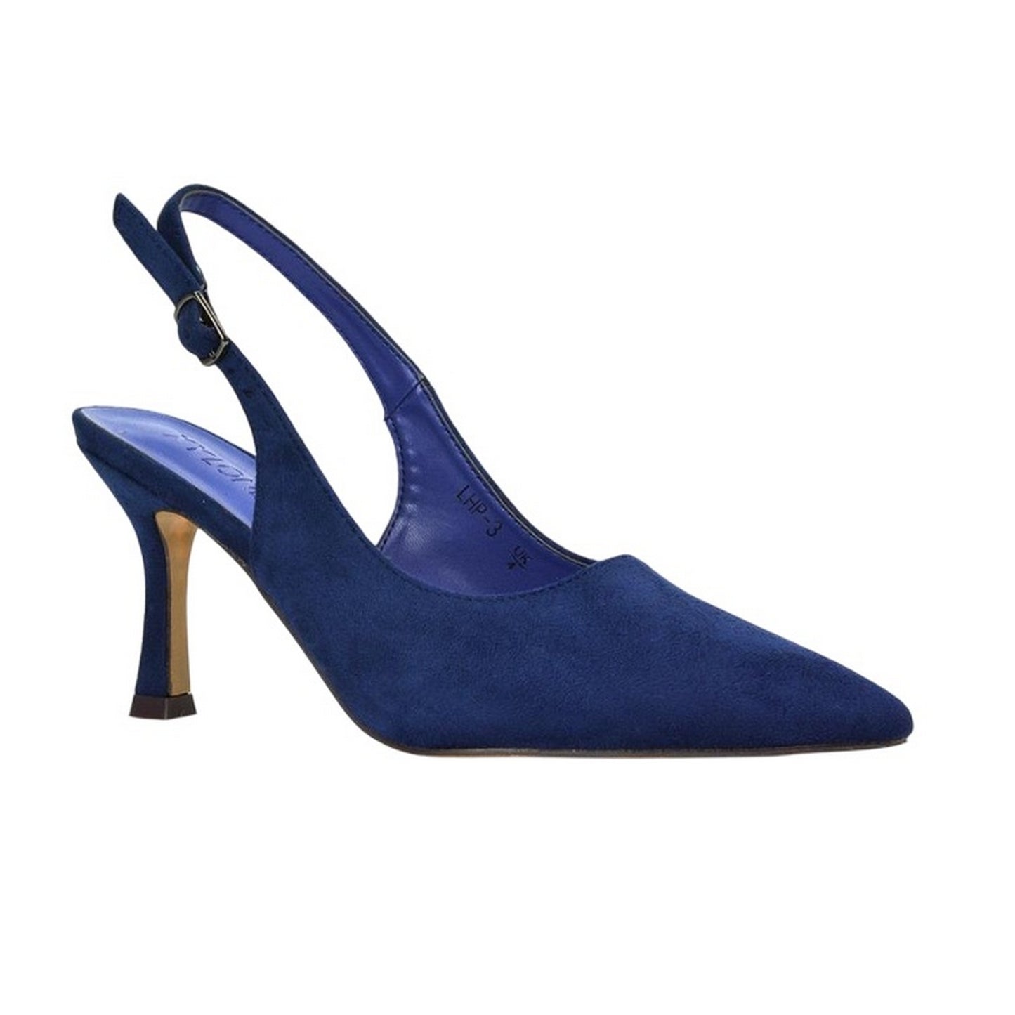 Navy - Side - XY London Womens-Ladies Valerie Sling Back High Stiletto Heel Court Shoes