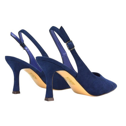 Navy - Back - XY London Womens-Ladies Valerie Sling Back High Stiletto Heel Court Shoes