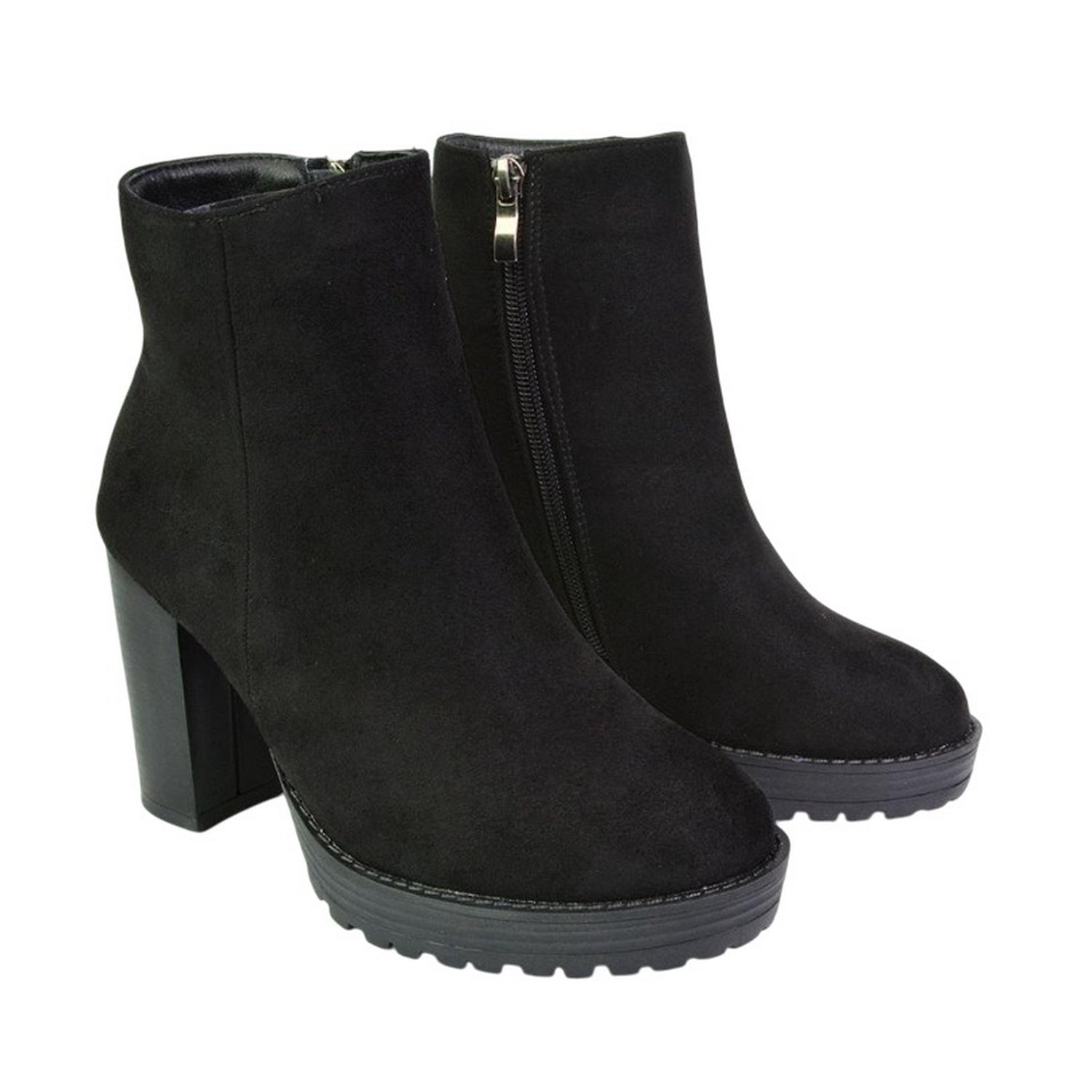 Jet Black - Lifestyle - XY London Womens-Ladies Cole Platform Heel Ankle Boots