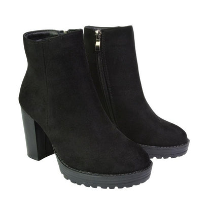 Jet Black - Lifestyle - XY London Womens-Ladies Cole Platform Heel Ankle Boots