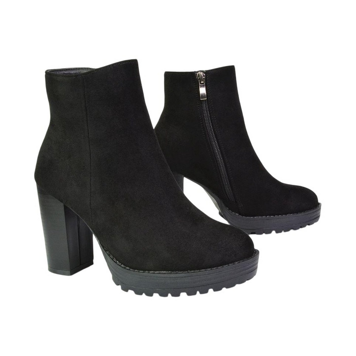 Jet Black - Pack Shot - XY London Womens-Ladies Cole Platform Heel Ankle Boots