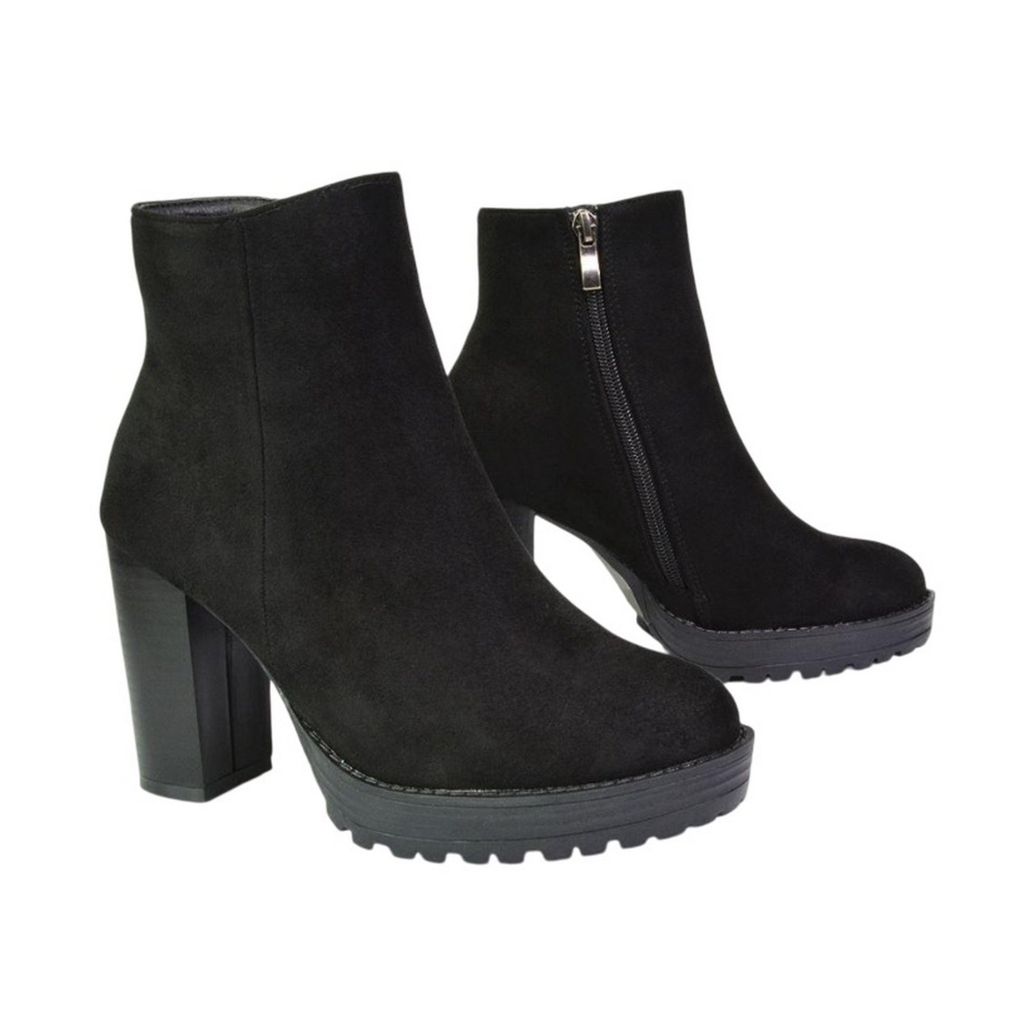 Jet Black - Pack Shot - XY London Womens-Ladies Cole Platform Heel Ankle Boots