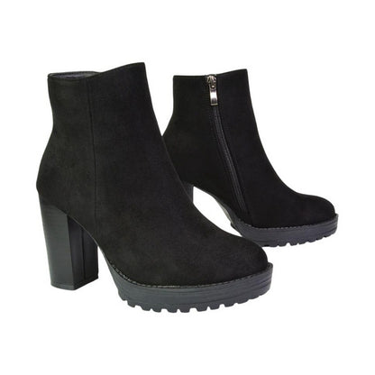 Jet Black - Pack Shot - XY London Womens-Ladies Cole Platform Heel Ankle Boots