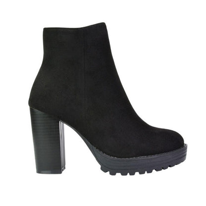 Jet Black - Front - XY London Womens-Ladies Cole Platform Heel Ankle Boots
