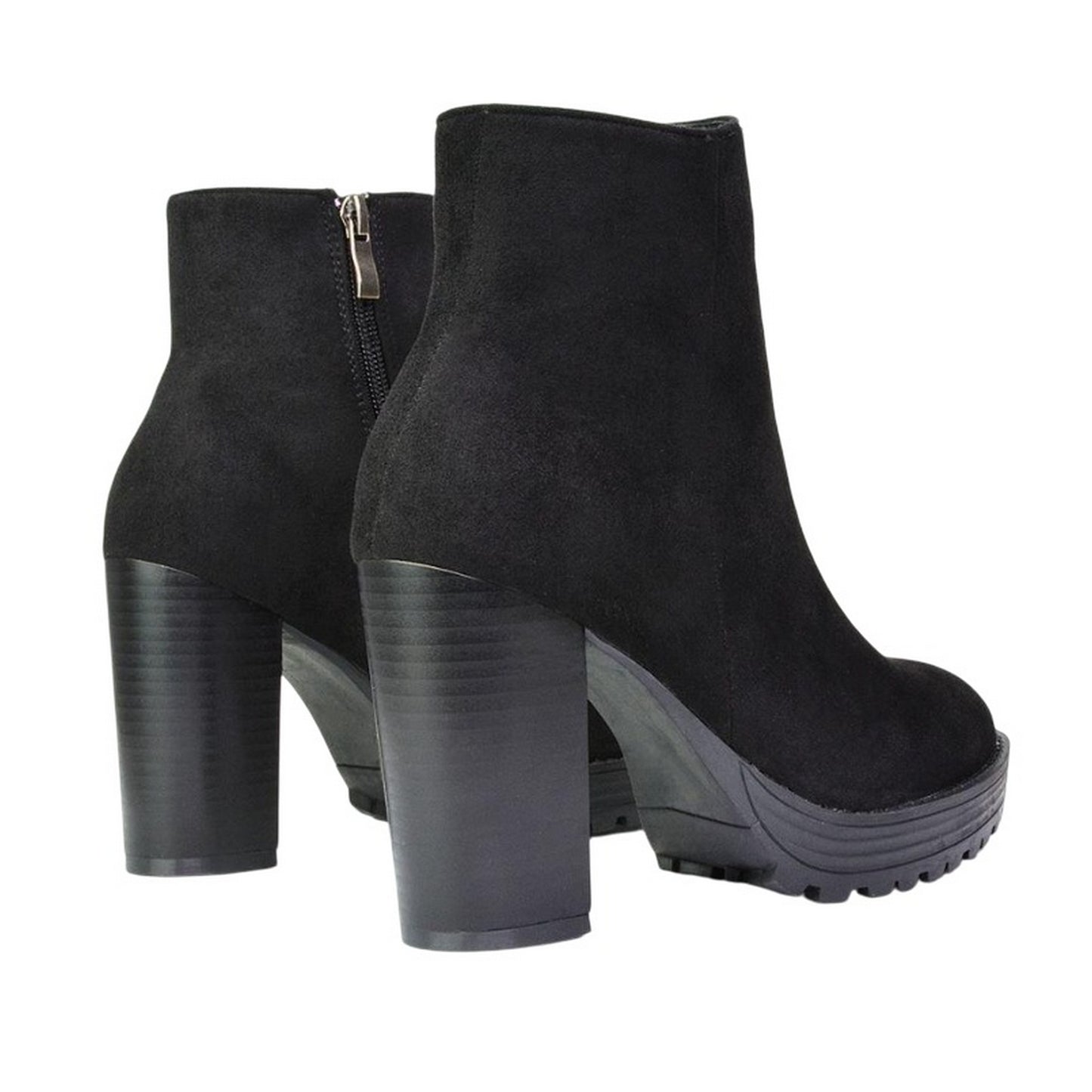 Jet Black - Back - XY London Womens-Ladies Cole Platform Heel Ankle Boots