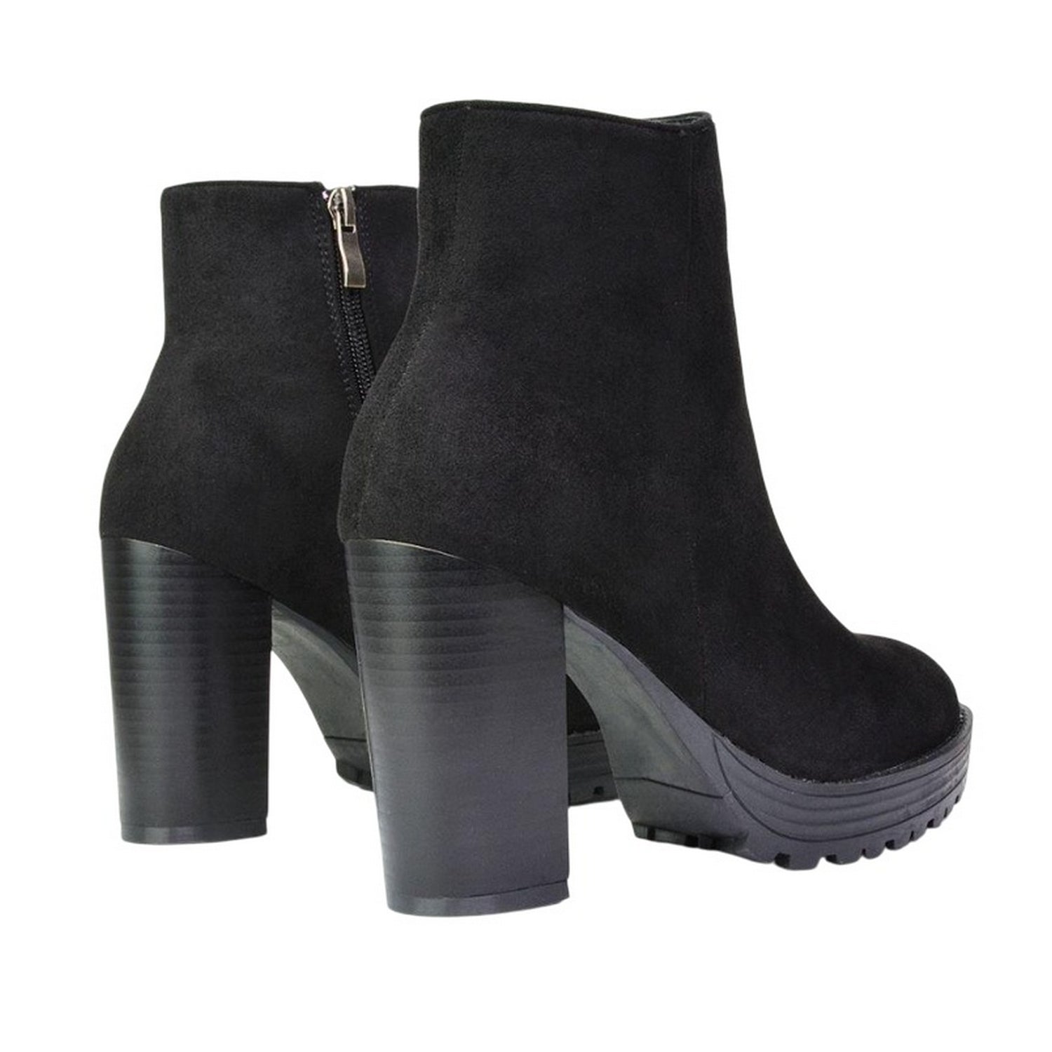 Jet Black - Back - XY London Womens-Ladies Cole Platform Heel Ankle Boots
