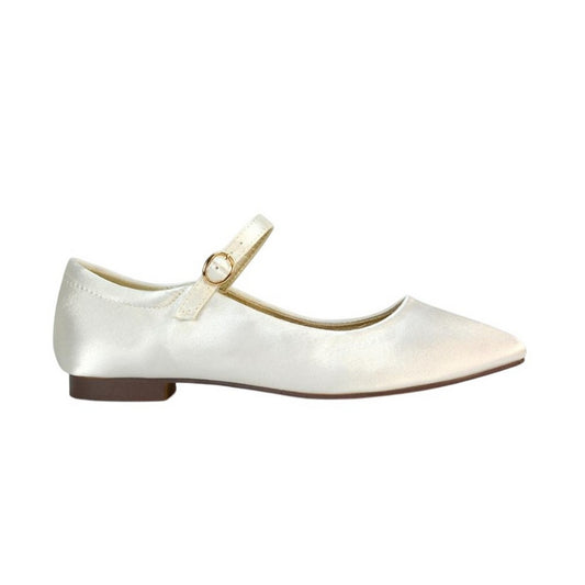 Ivory - Front - XY London Womens-Ladies Allegra Square Toe Mary Janes