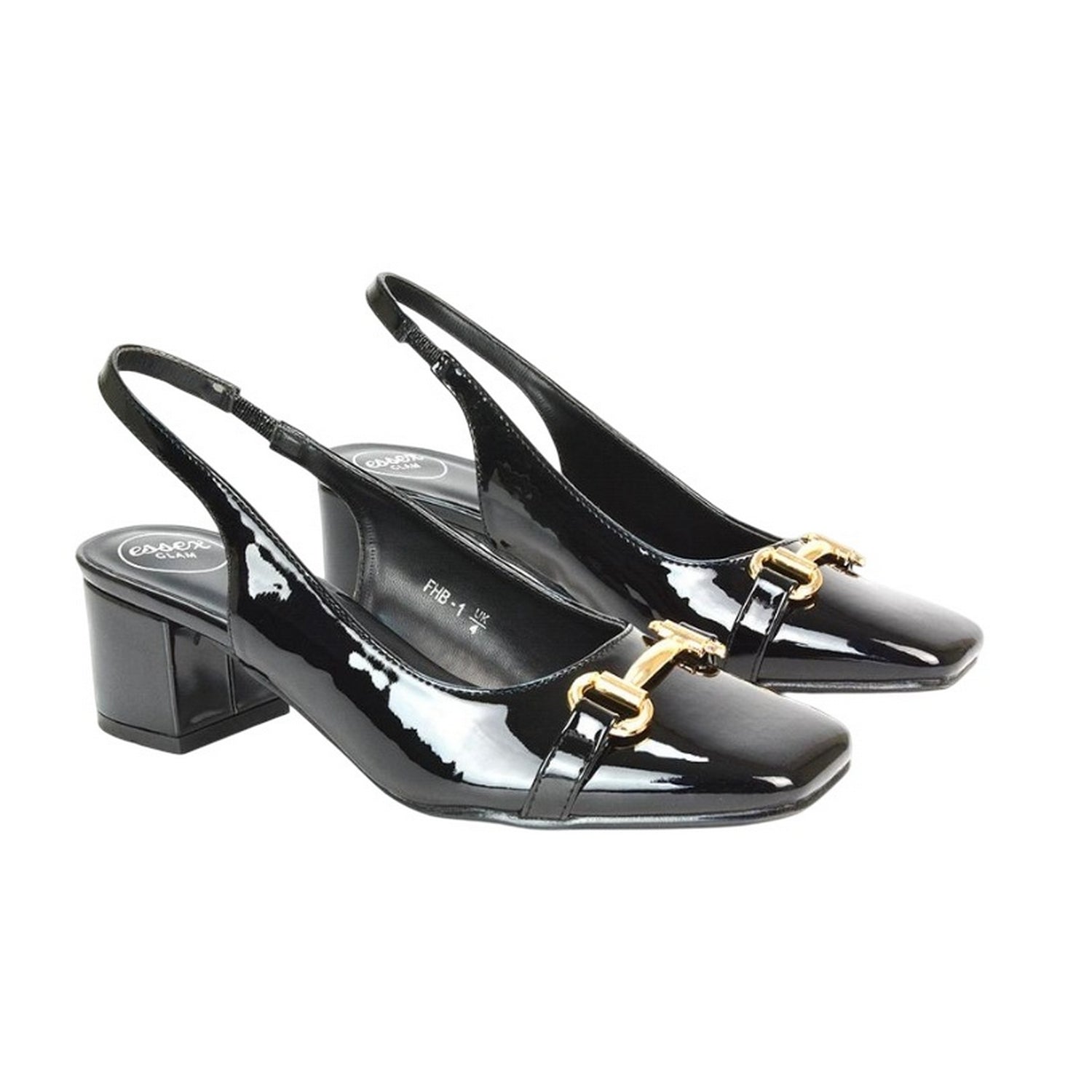 True Black - Lifestyle - XY London Womens-Ladies Selena Sling Back Medium Block Heel Ballet Shoes