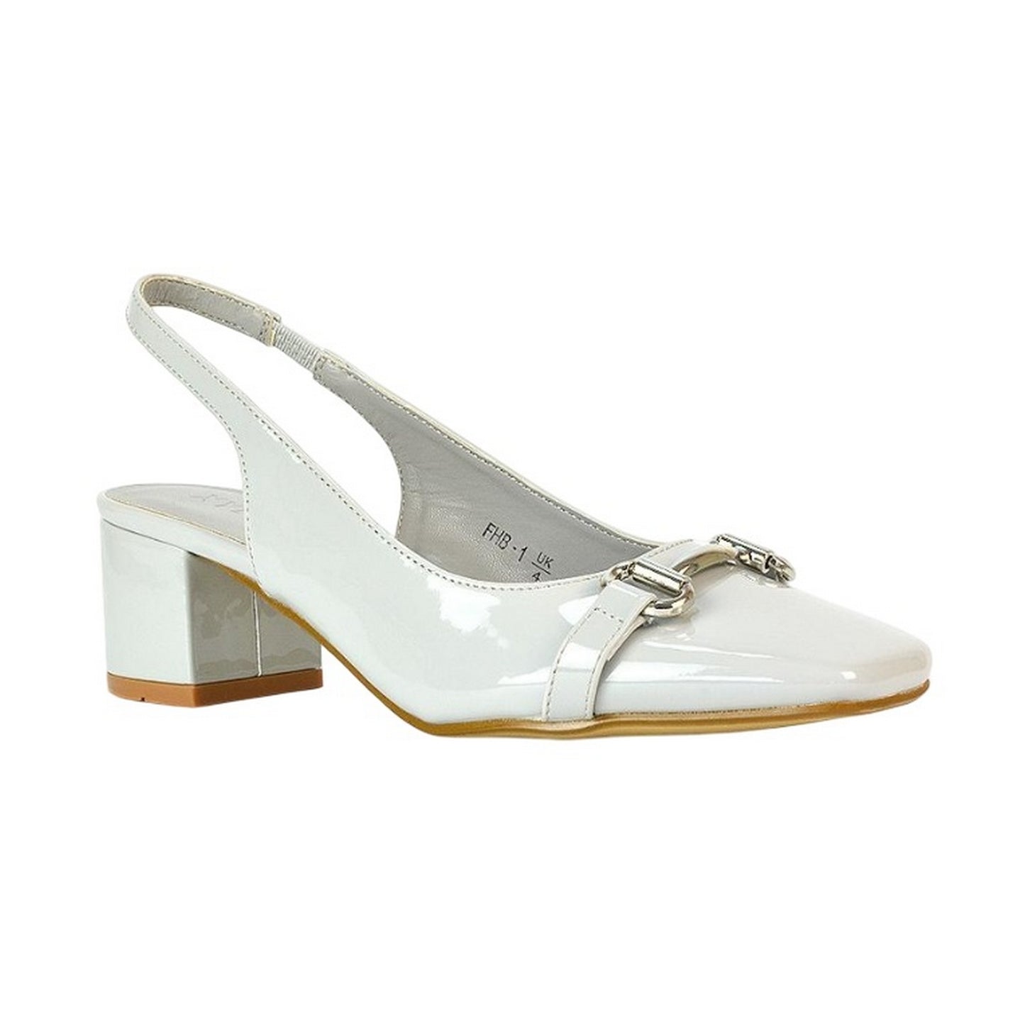 Light Grey - Front - XY London Womens-Ladies Selena Sling Back Medium Block Heel Ballet Shoes