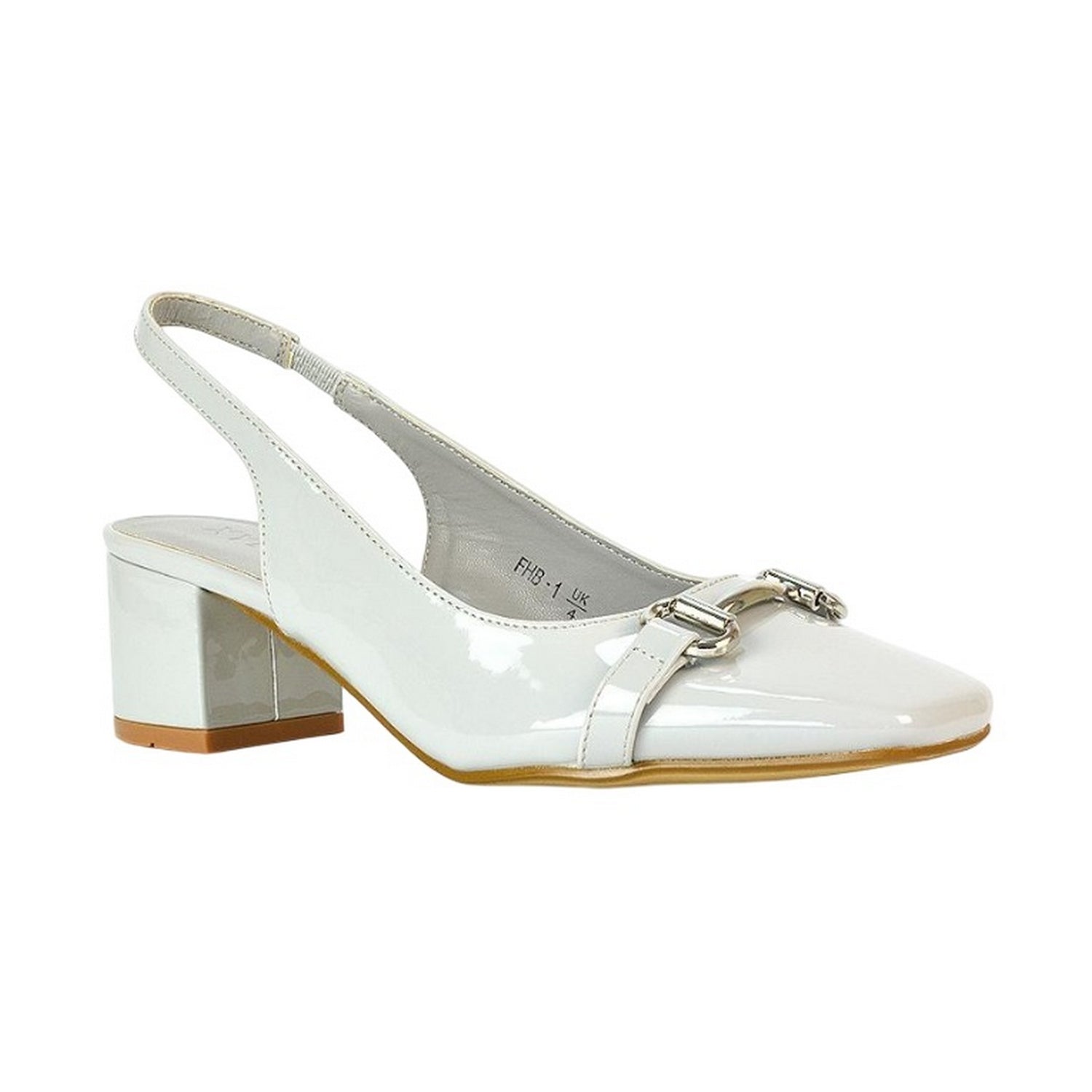 Light Grey - Front - XY London Womens-Ladies Selena Sling Back Medium Block Heel Ballet Shoes