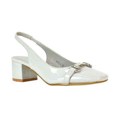 Light Grey - Front - XY London Womens-Ladies Selena Sling Back Medium Block Heel Ballet Shoes