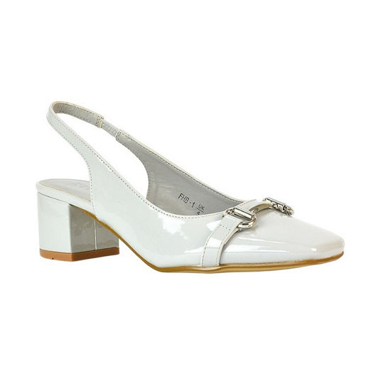 Light Grey - Front - XY London Womens-Ladies Selena Sling Back Medium Block Heel Ballet Shoes