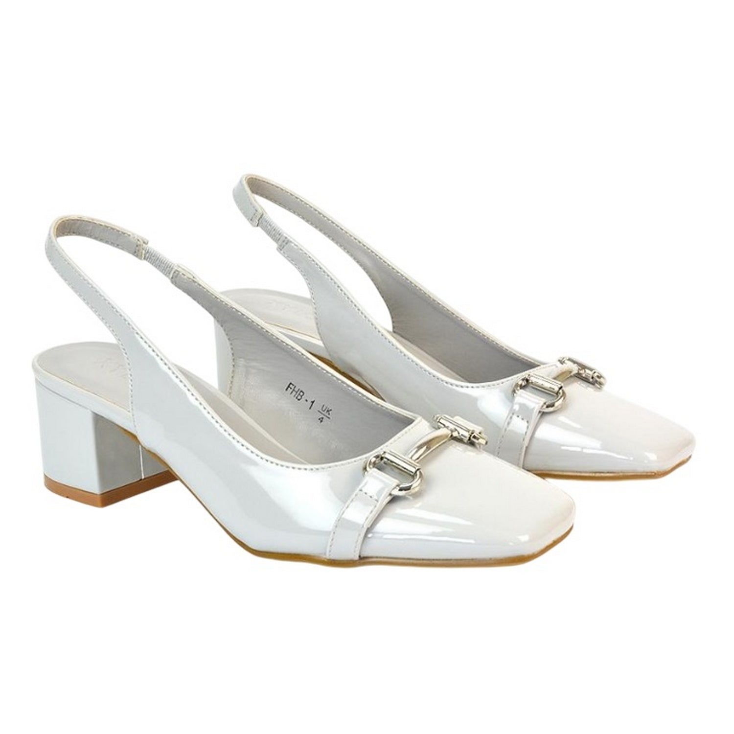 Light Grey - Lifestyle - XY London Womens-Ladies Selena Sling Back Medium Block Heel Ballet Shoes