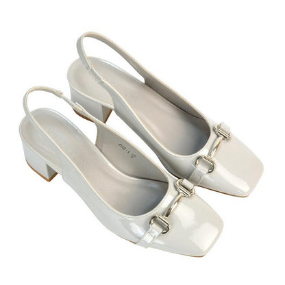 Light Grey - Pack Shot - XY London Womens-Ladies Selena Sling Back Medium Block Heel Ballet Shoes