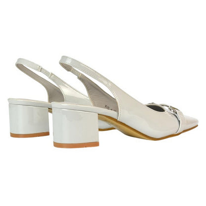 Light Grey - Back - XY London Womens-Ladies Selena Sling Back Medium Block Heel Ballet Shoes