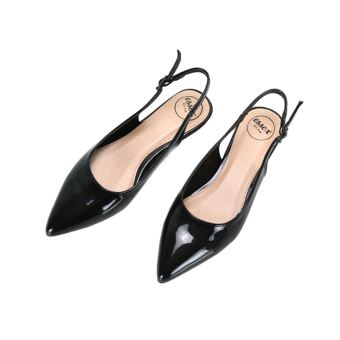 True Black - Pack Shot - XY London Womens-Ladies Mindy Sling Back Ballerina Flats