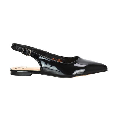 True Black - Front - XY London Womens-Ladies Mindy Sling Back Ballerina Flats
